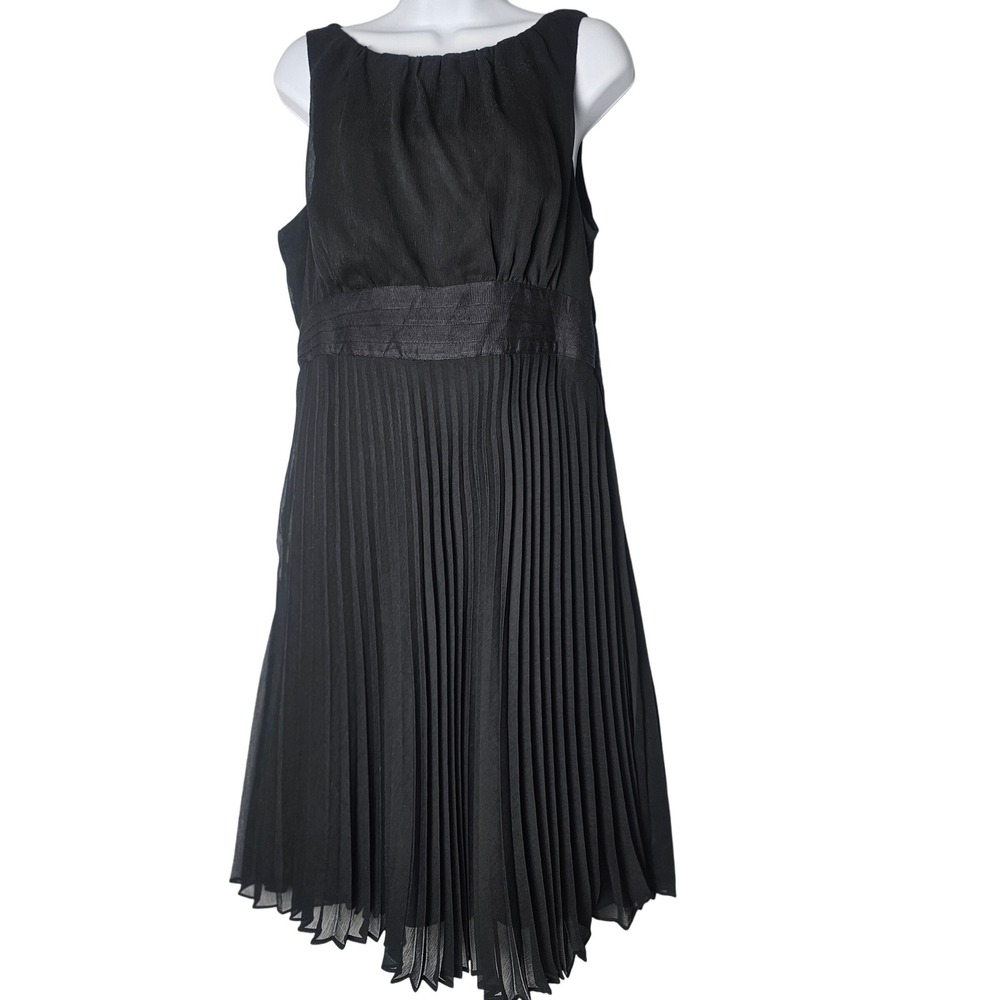Willa Waters Black Sleeveless Pleated Midi‎ Dress Size 8